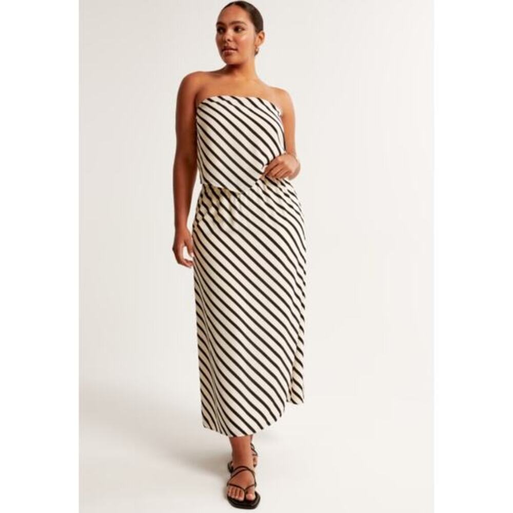 Abercrombie & Fitch Striped Faux Silk Maxi Skirt